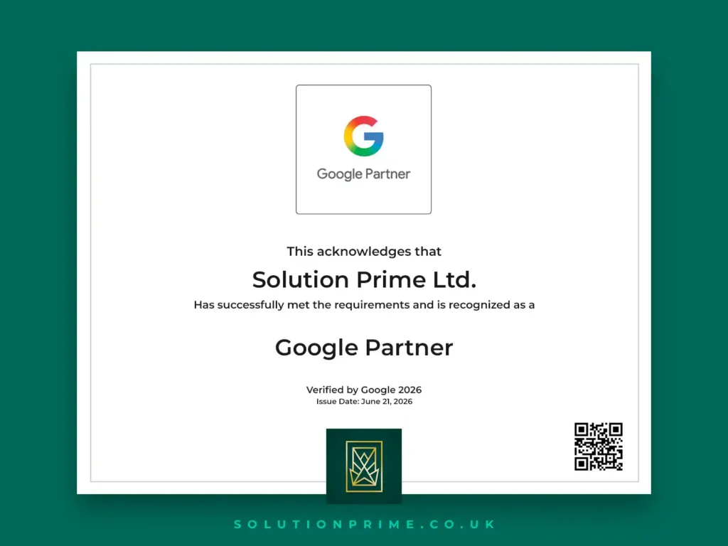 Google partner cert for Solution Prime